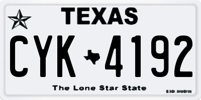 TX license plate CYK4192