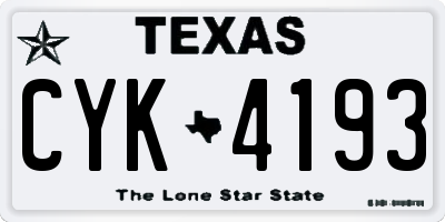TX license plate CYK4193