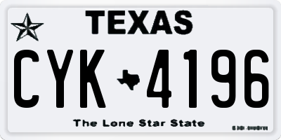 TX license plate CYK4196