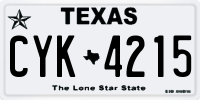 TX license plate CYK4215