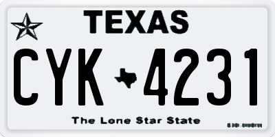 TX license plate CYK4231