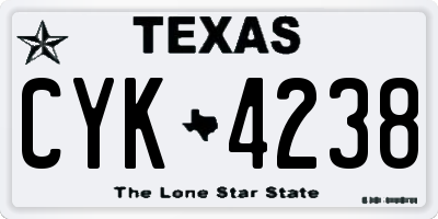 TX license plate CYK4238