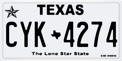 TX license plate CYK4274