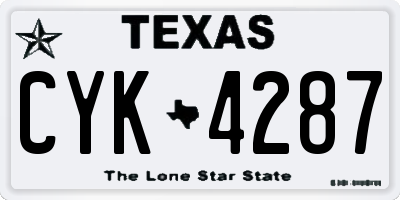 TX license plate CYK4287