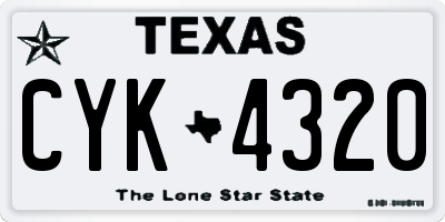 TX license plate CYK4320