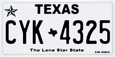 TX license plate CYK4325
