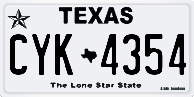 TX license plate CYK4354