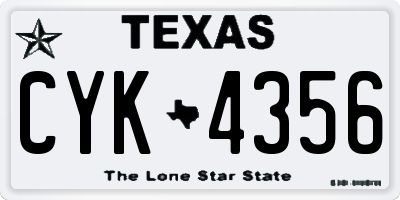TX license plate CYK4356