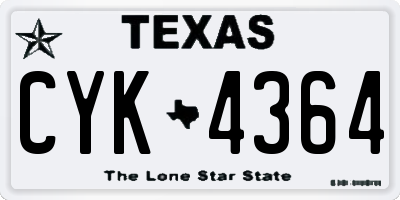 TX license plate CYK4364