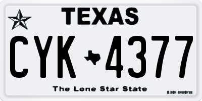 TX license plate CYK4377