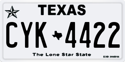 TX license plate CYK4422