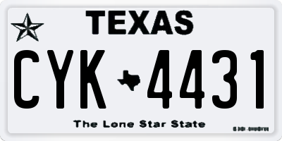 TX license plate CYK4431