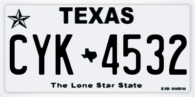 TX license plate CYK4532