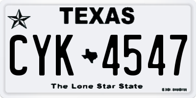 TX license plate CYK4547