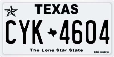 TX license plate CYK4604