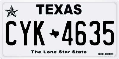 TX license plate CYK4635