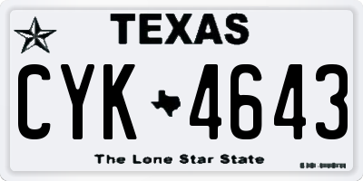 TX license plate CYK4643