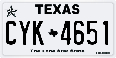 TX license plate CYK4651