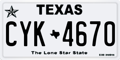 TX license plate CYK4670