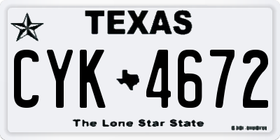 TX license plate CYK4672
