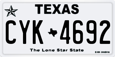 TX license plate CYK4692