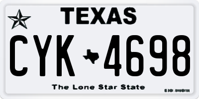 TX license plate CYK4698