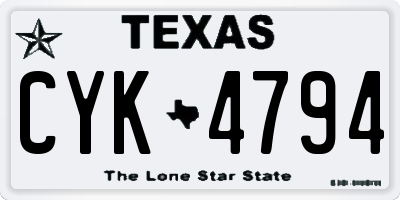 TX license plate CYK4794
