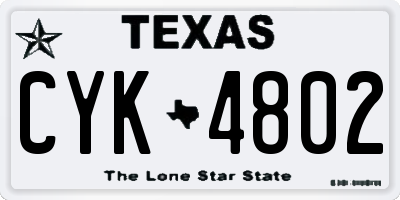 TX license plate CYK4802