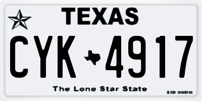 TX license plate CYK4917