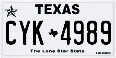 TX license plate CYK4989