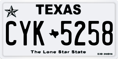 TX license plate CYK5258