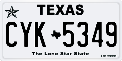 TX license plate CYK5349