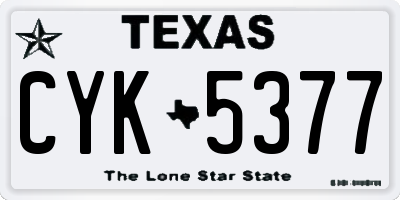 TX license plate CYK5377