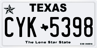 TX license plate CYK5398