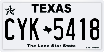 TX license plate CYK5418