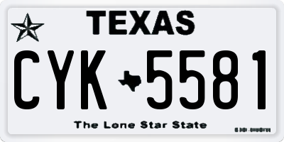 TX license plate CYK5581