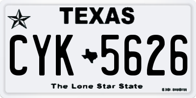 TX license plate CYK5626