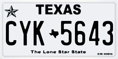 TX license plate CYK5643