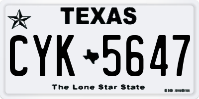TX license plate CYK5647
