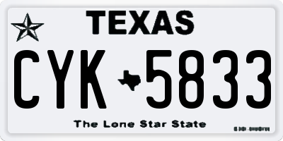 TX license plate CYK5833