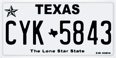 TX license plate CYK5843