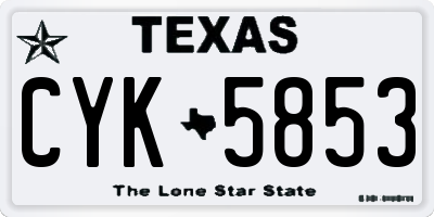 TX license plate CYK5853