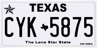 TX license plate CYK5875