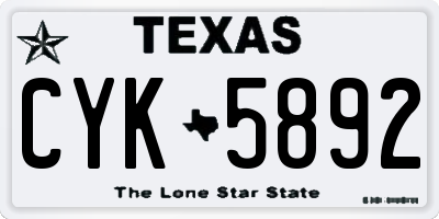 TX license plate CYK5892