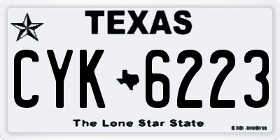 TX license plate CYK6223