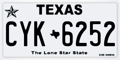 TX license plate CYK6252