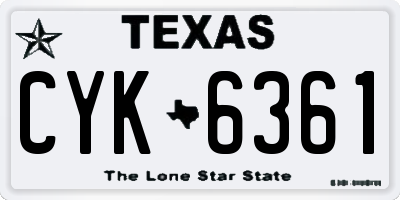 TX license plate CYK6361