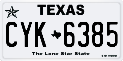 TX license plate CYK6385