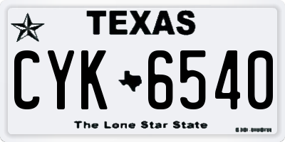 TX license plate CYK6540