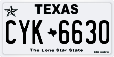 TX license plate CYK6630